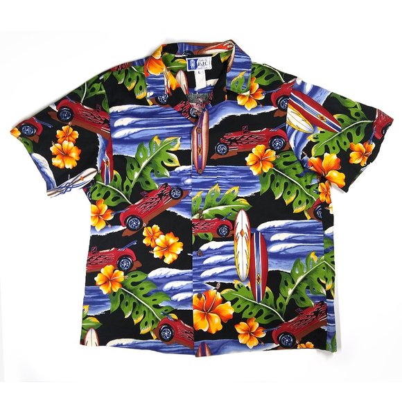 Vintage Hotrod Classic Car Men's HAWAIIAN SHIRT Styled by RJC Made in Hawaii L - Picture 2 of 12